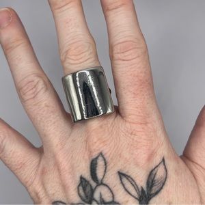 Large rectangle ring, plated silver